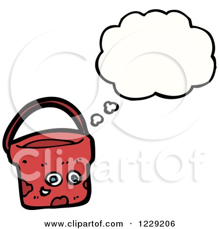 Clipart of a Thinking Bucket - Royalty Free Vector Illustration by lineartestpilot