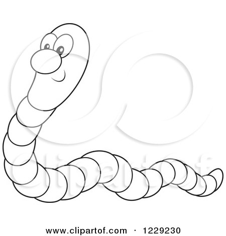 Clipart of an Outlined Happy Earth Worm - Royalty Free Vector Illustration by Alex Bannykh