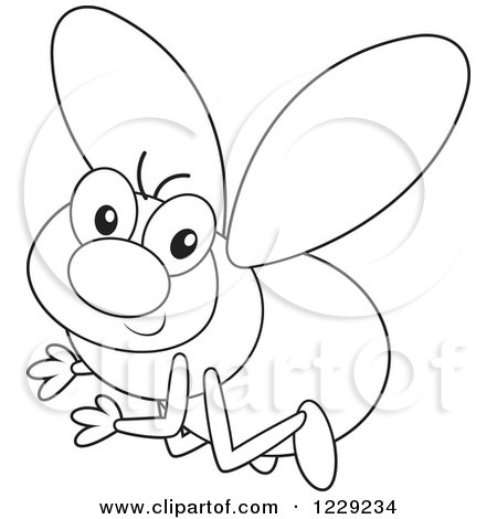 Clipart of an Outlined Happy House Fly - Royalty Free Vector Illustration by Alex Bannykh