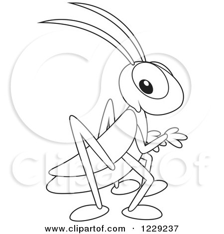 Clipart of an Outlined Happy Cricket - Royalty Free Vector Illustration by Alex Bannykh