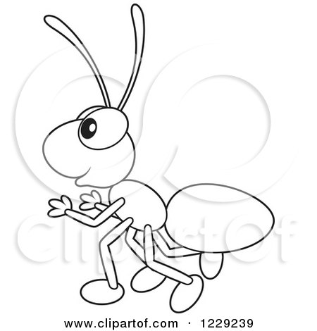 Clipart of an Outlined Happy Ant - Royalty Free Vector Illustration by Alex Bannykh
