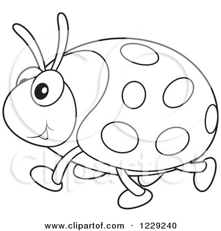 Clipart of an Outlined Happy Ladybug - Royalty Free Vector Illustration by Alex Bannykh