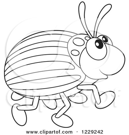 Clipart of an Outlined Happy Beetle - Royalty Free Vector Illustration by Alex Bannykh