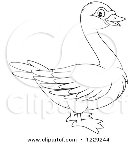 Clipart of an Outlined Cute Swan - Royalty Free Vector Illustration by Alex Bannykh