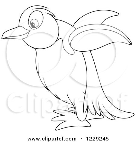 Clipart of an Outlined Cute Penguin - Royalty Free Vector Illustration by Alex Bannykh