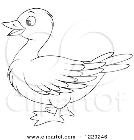 Clipart of an Outlined Cute Goose - Royalty Free Vector Illustration by Alex Bannykh