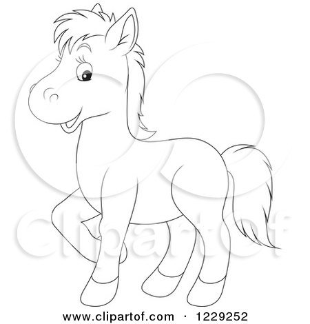 Clipart of an Outlined Cute Pony - Royalty Free Vector Illustration by Alex Bannykh