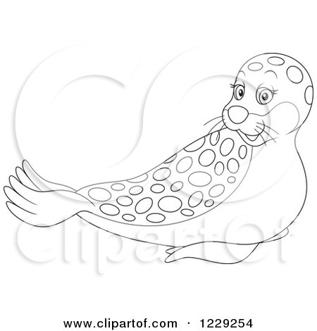 Clipart of an Outlined Cute Seal - Royalty Free Vector Illustration by Alex Bannykh