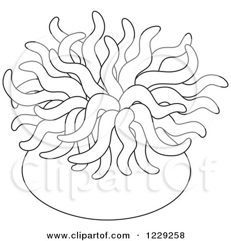 Clipart of an Outlined Sea Anemone - Royalty Free Vector Illustration by Alex Bannykh