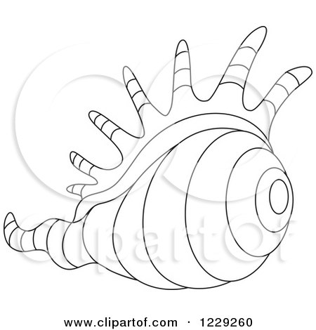 Clipart of an Outlined Conch Shell - Royalty Free Vector Illustration by Alex Bannykh