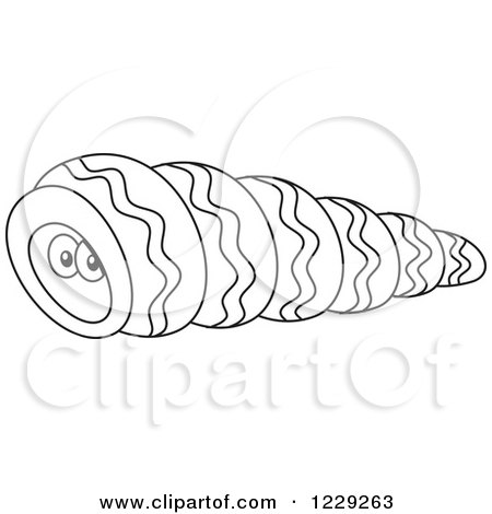 Clipart of an Outlined Hermit Crab - Royalty Free Vector Illustration by Alex Bannykh