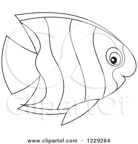 Clipart of an Outlined Marine Fish - Royalty Free Vector Illustration by Alex Bannykh