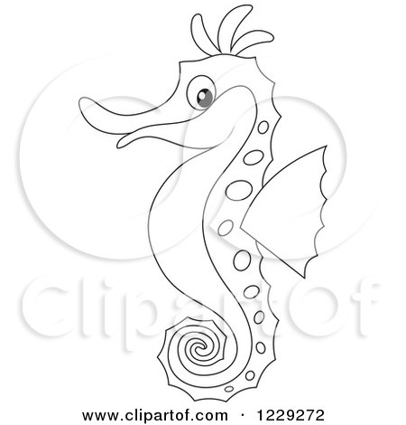 Clipart of an Outlined Seahorse - Royalty Free Vector Illustration by Alex Bannykh