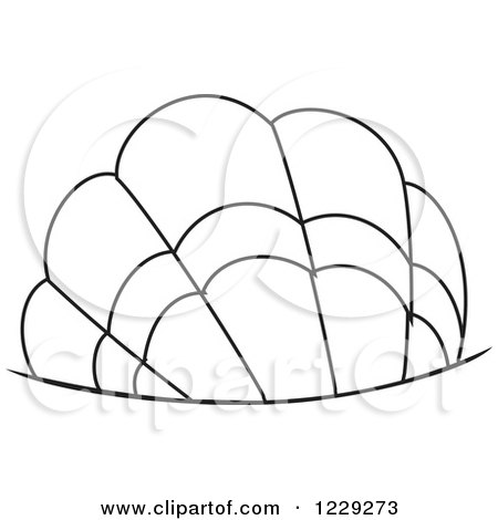 Clipart of an Outlined Scallop Shell - Royalty Free Vector Illustration by Alex Bannykh