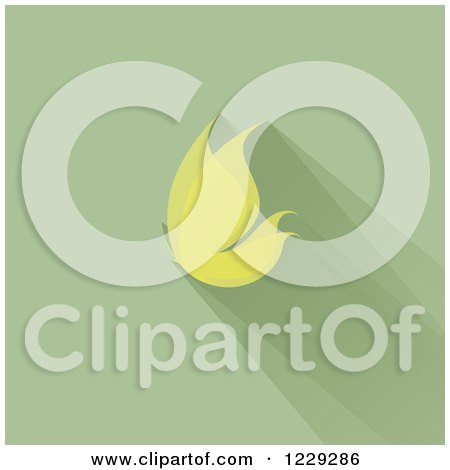 Clipart of a Yellow Butterfly and Shadow over Green - Royalty Free Vector Illustration by elena