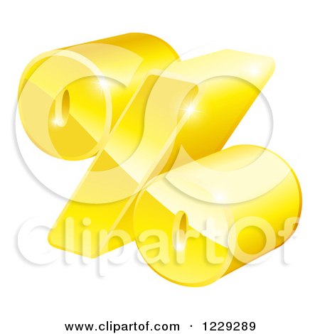 Clipart of a 3d Golden Percent Symbol - Royalty Free Vector Illustration by AtStockIllustration