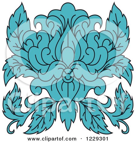 Clipart of a Blue Floral Damask Design 2 - Royalty Free Vector Illustration by Vector Tradition SM