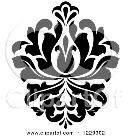 Clipart of a Black and White Arabesque Damask Design 12 - Royalty Free Vector Illustration by Vector Tradition SM