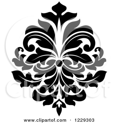 Clipart of a Black and White Arabesque Damask Design 11 - Royalty Free Vector Illustration by Vector Tradition SM