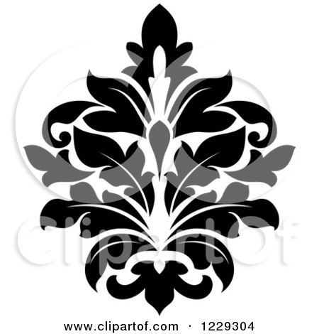 Clipart of a Black and White Arabesque Damask Design 10 - Royalty Free Vector Illustration by Vector Tradition SM
