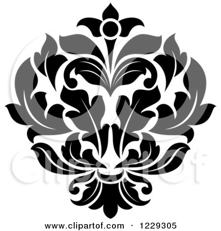 Clipart of a Black and White Arabesque Damask Design 9 - Royalty Free Vector Illustration by Vector Tradition SM