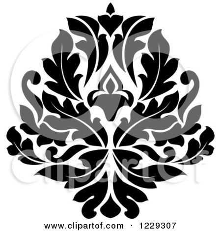Clipart of a Black and White Arabesque Damask Design 7 - Royalty Free Vector Illustration by Vector Tradition SM