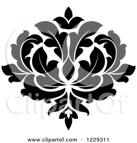 Clipart of a Black and White Arabesque Damask Design 5 - Royalty Free Vector Illustration by Vector Tradition SM