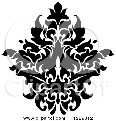 Clipart of a Black and White Arabesque Damask Design 13 - Royalty Free Vector Illustration by Vector Tradition SM
