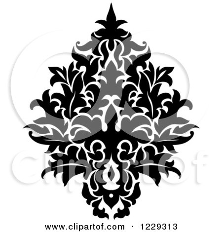 Clipart of a Black and White Arabesque Damask Design 14 - Royalty Free Vector Illustration by Vector Tradition SM