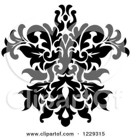 Clipart of a Black and White Arabesque Damask Design 16 - Royalty Free Vector Illustration by Vector Tradition SM
