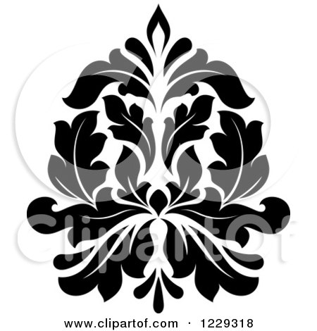 Clipart of a Black and White Arabesque Damask Design 6 - Royalty Free Vector Illustration by Vector Tradition SM