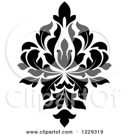 Clipart of a Black and White Arabesque Damask Design - Royalty Free Vector Illustration by Vector Tradition SM