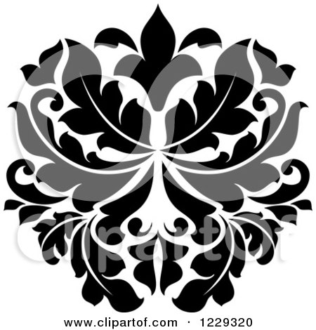 Clipart of a Black and White Arabesque Damask Design 2 - Royalty Free Vector Illustration by Vector Tradition SM