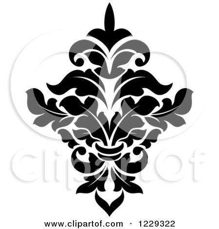 Clipart of a Black and White Arabesque Damask Design 4 - Royalty Free Vector Illustration by Vector Tradition SM