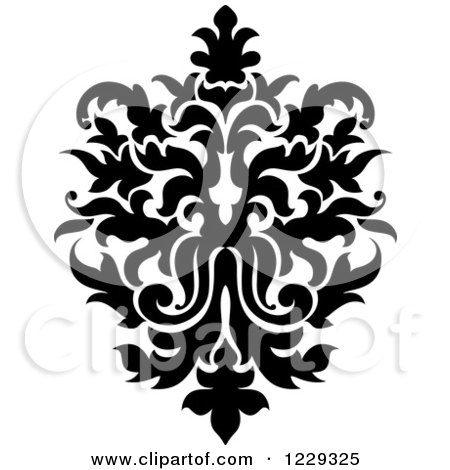 Clipart of a Black and White Arabesque Damask Design 15 - Royalty Free Vector Illustration by Vector Tradition SM