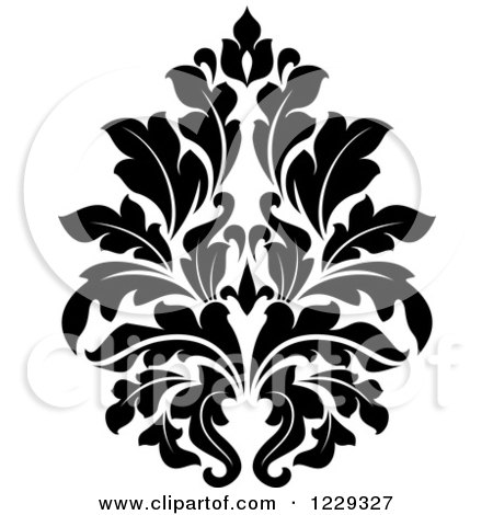 Clipart of a Black and White Arabesque Damask Design 3 - Royalty Free Vector Illustration by Vector Tradition SM