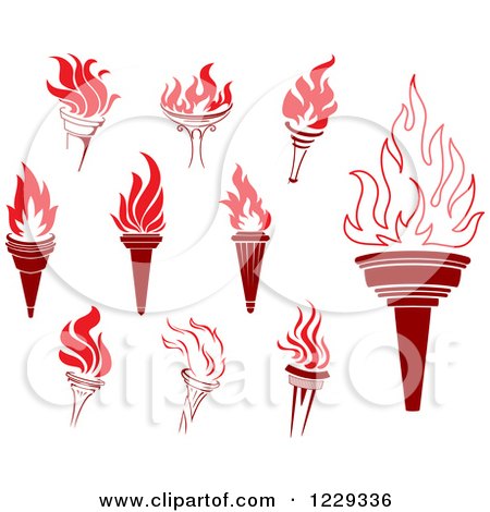 Clipart of Flaming Red Torches - Royalty Free Vector Illustration by Vector Tradition SM
