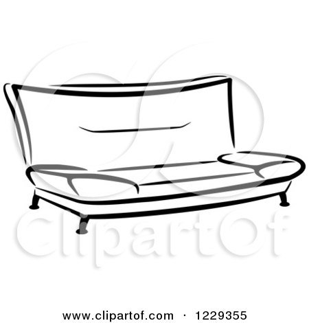 Clipart of a Black and White Sofa - Royalty Free Vector Illustration by Vector Tradition SM
