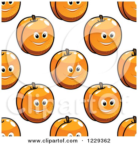 Clipart of a Seamless Background Pattern of Happy Apricots 2 - Royalty Free Vector Illustration by Vector Tradition SM