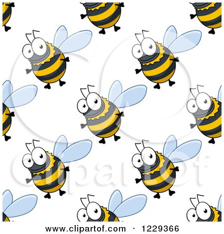 Clipart of a Seamless Happy Bee Pattern Background - Royalty Free Vector Illustration by Vector Tradition SM
