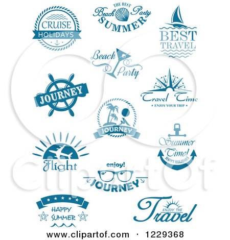 Clipart of Blue Travel Designs - Royalty Free Vector Illustration by Vector Tradition SM