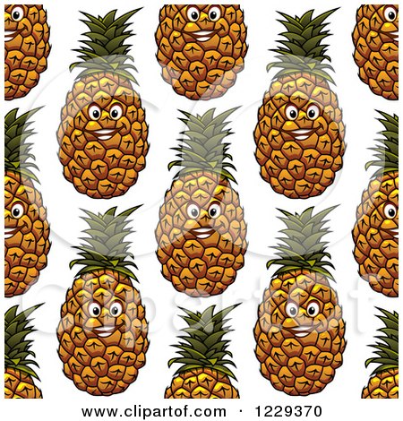 Clipart of a Seamless Happy Pineapple Pattern Background - Royalty Free Vector Illustration by Vector Tradition SM