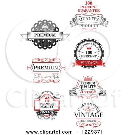 Clipart of Vintage Premium Quality Guarantee Labels - Royalty Free Vector Illustration by Vector Tradition SM