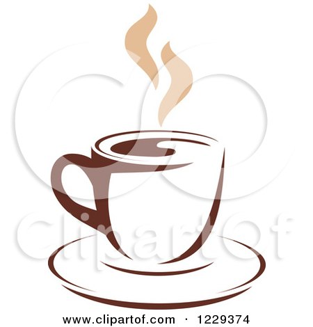 Clipart of a Tan and Brown Steamy Coffee Cup 7 - Royalty Free Vector Illustration by Vector Tradition SM
