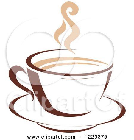 Clipart of a Tan and Brown Steamy Coffee Cup 8 - Royalty Free Vector Illustration by Vector Tradition SM