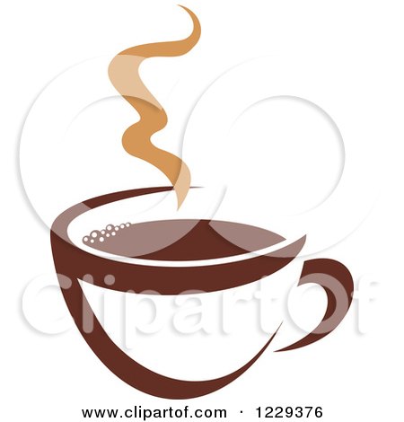 Clipart of a Tan and Brown Steamy Coffee Cup 5 - Royalty Free Vector Illustration by Vector Tradition SM