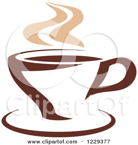 Clipart of a Tan and Brown Steamy Coffee Cup 4 - Royalty Free Vector Illustration by Vector Tradition SM