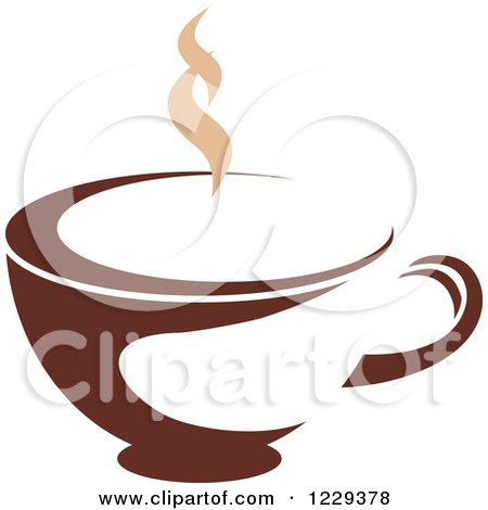 Clipart of a Tan and Brown Steamy Coffee Cup - Royalty Free Vector Illustration by Vector Tradition SM