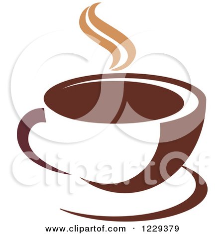 Clipart of a Tan and Brown Steamy Coffee Cup 6 - Royalty Free Vector Illustration by Vector Tradition SM