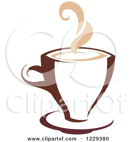 Clipart of a Tan and Brown Steamy Coffee Cup 2 - Royalty Free Vector Illustration by Vector Tradition SM